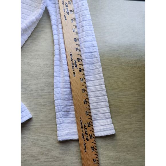 TOP/BLOUSE-TALBOTS-White-Cotton-Long Length-Long Sleeves-Knit-Tie at Neck-Large - Picture 14 of 14